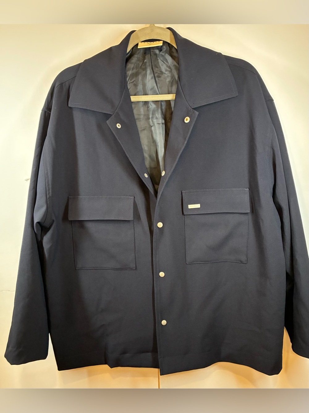 YoungLA Navy Utility Overshirt Jacket Men's Large Navy Snap Front Lined Shacket